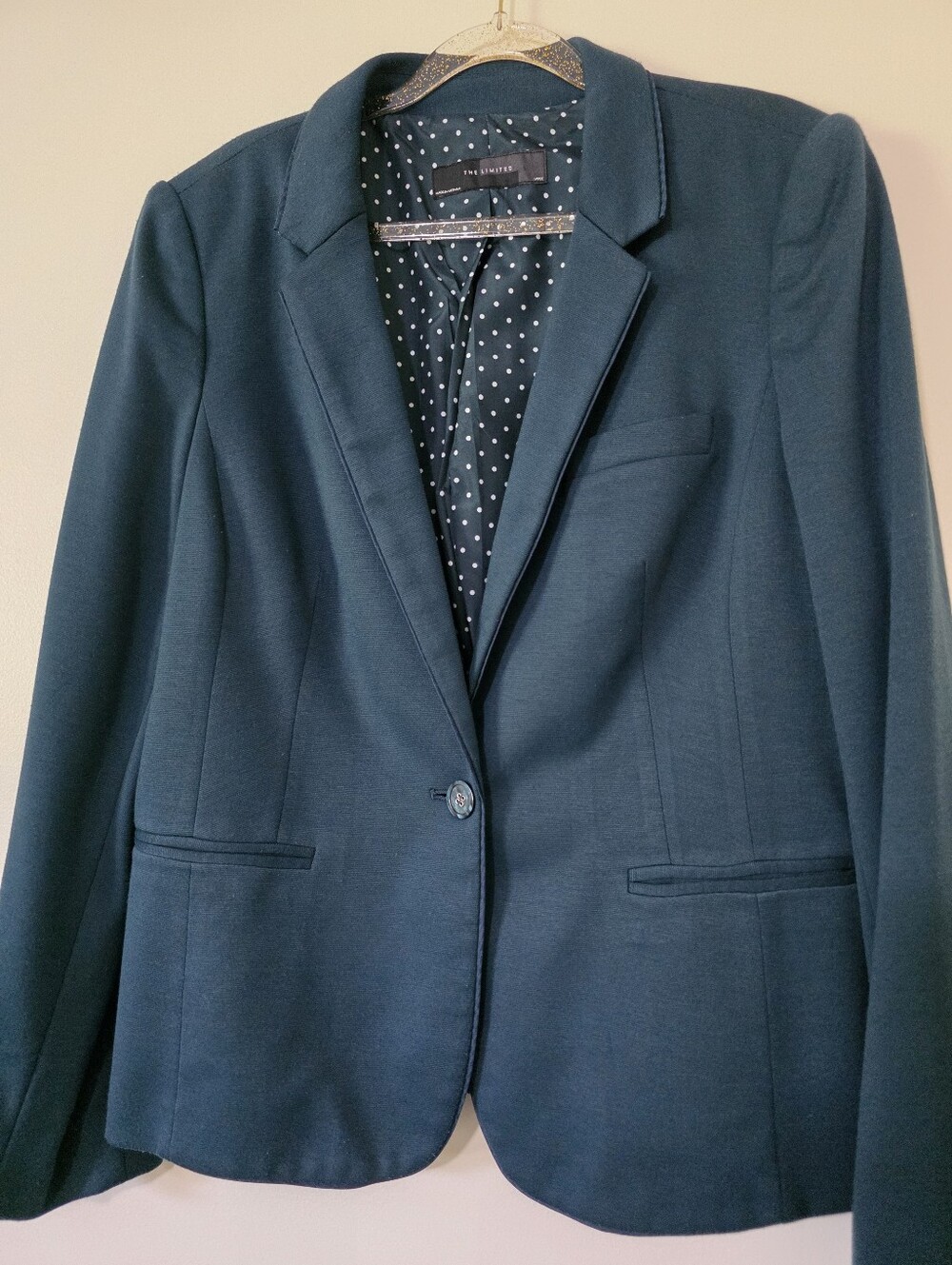 The Limited Deep Jewel Tone Teal Green Blazer Corporate Preppy Ivy League Large